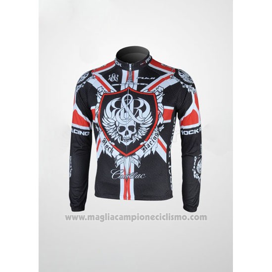 2010 Abbigliamento Ciclismo Rock Racing Nero e Rosso Manica Lunga e Salopette